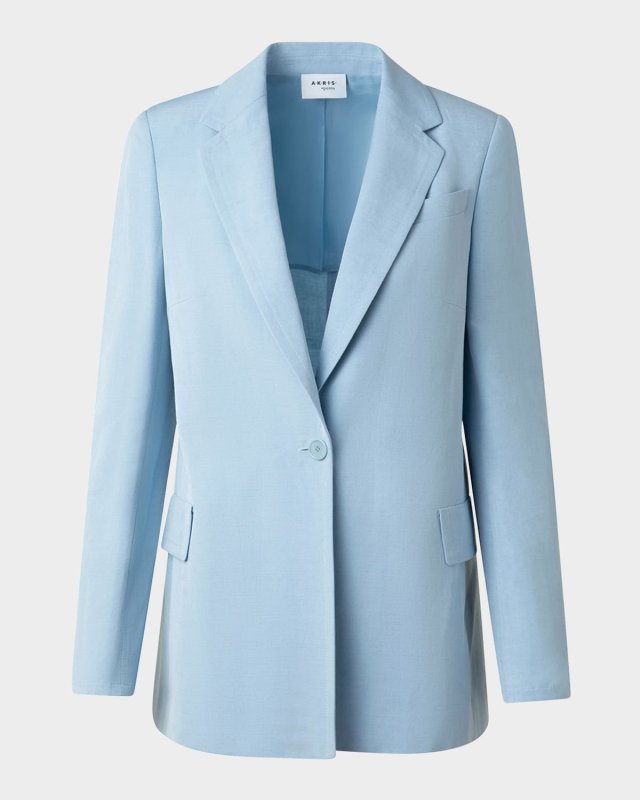 One-Button Linen Boyfriend Blazer